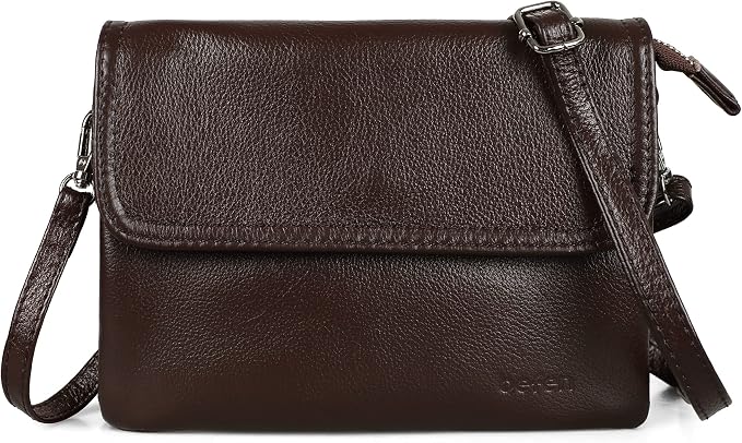 befen Genuine Leather Small Crossbody Bags for Women Cell Phone Bag Cross Body Purses,Silver Zipper