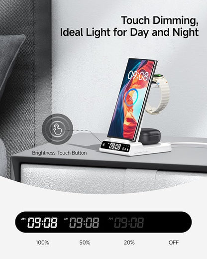 Wireless Charger for Samsung, 3 in 1 Wireless Charging Station for Samsung Galaxy S25 Ultra/S24 Ultra/S23/S22/Note 20/Z Flip 6/Fold 6, Charger for Samsung Galaxy Watch Ultra/8/7/6, Galaxy Buds 3/3 Pro
