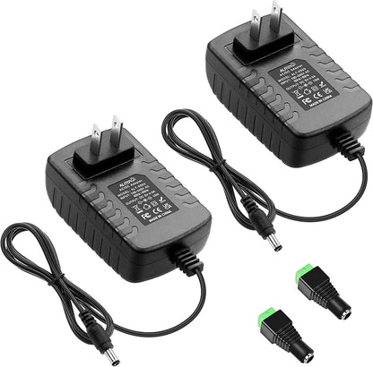 ALITOVE 5V 3A Power Supply Adapter Converter Cord 5.5mm x 2.5mm 2.1mm Plug AC 100V~240V to DC 5 Volt 3000mA 2500mA 15W for WS2812B WS2811 LED Pixel Light CCTV Camera USB-HUB Wireless Router (2 Pack)