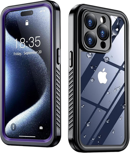 SPIDERCASE for iPhone 15 Pro Case Waterproof, Built-in Lens & Screen Protector, Full Heavy Duty Protection, 12FT Military Shockproof, Dustproof, Anti-Scratched Phone Case,Purple