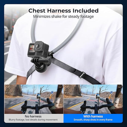 SMALLRIG Neck Mount for Action Camera with Adjustable Chest Strap, 2-Prong Interface Chest Mount for GoPro Hero 13/12/11/10/9, for DJI Osmo 360/Nano/Action 6/5 pro/4/3, for Insta360 Ace Pro 2-5596