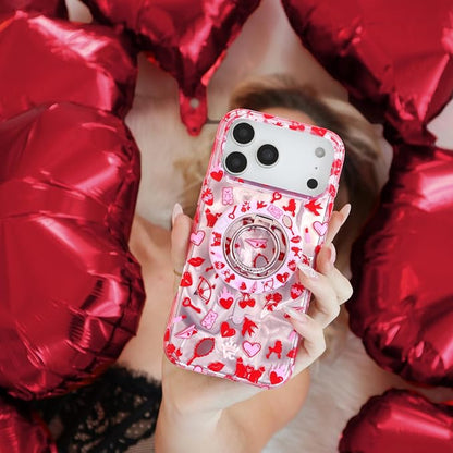 VELVET CAVIAR Compatible with MagSafe Phone Grip 2.0 | Cute Magnetic Ring Holder | Finger Loop Kickstand | Pop On Accessory for iPhone 17, 16, 15, 14, 13, 12 | Lover Girl Holo