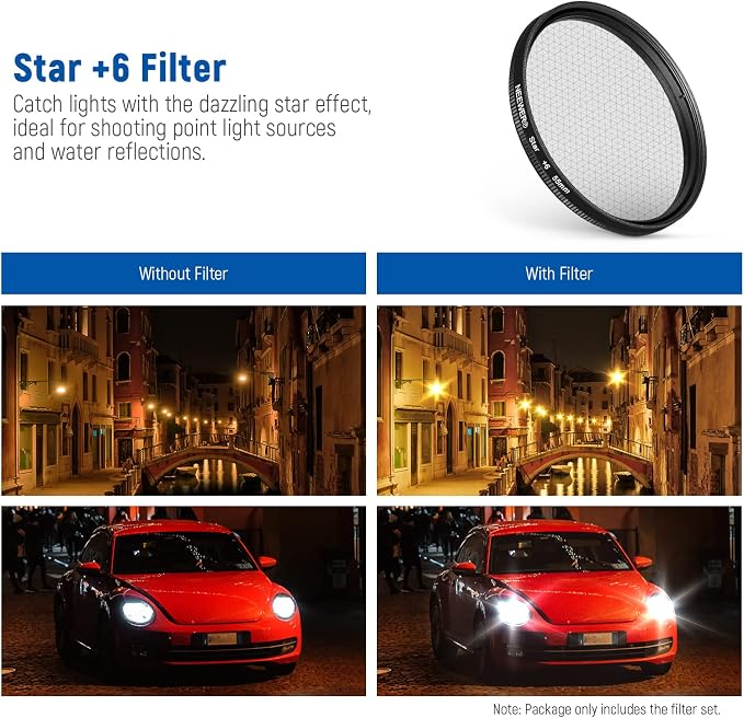NEEWER 55mm ND + CPL + Star + 4 Graduated Color Filter Set with Phone Lens Clamp Compatible with iPhone 17 16 16e 15 14 Pro Max Plus Samsung Galaxy S25 Ultra
