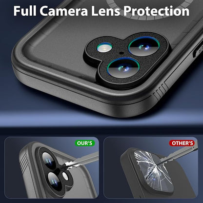SPORTLINK for iPhone 17 Waterproof Phone Case - Built in Screen Protector/Shockproof Compatible with MagSafe/MilitaryRugged/Dropproof/Dustproof/Heavy Duty, Full Body for iPhone 17 6.3 inch Black