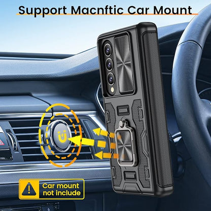 VEGO for Galaxy Z Fold 4 Case with Slide Camera Cover & Hinge Protection | Fold 4 Phone Case with Screen Protector 360°Magnetic Kickstand Protective Cover for Samsung Galaxy Z Fold 4 5G - Black