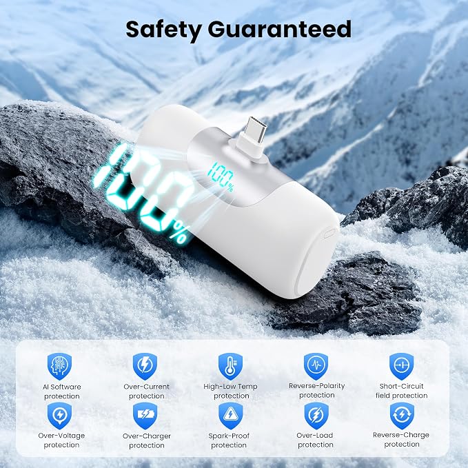 [2-Pack]Mini Portable Charger for iPhone 17/16, 5500mAh LCD Display USB C Power Bank,Fast Phone Charging Travel Pocket Size Battery Pack for iPhone 17/17 Pro/17 Pro Max/Air/16/15 Series,Android,etc