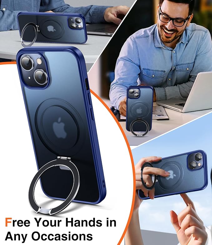 Chicfun 3-in-1 [Magnetic+Kickstand+Ring Holder] for iPhone 13 Case, iPhone 14 Case Compatible with MagSafe, Phone Case iPhone 13/14 with Stand Military Shockproof Protective Magnetic Cover Blue