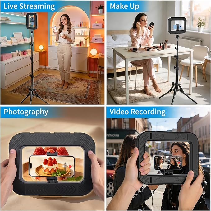 yAyusi Selfie Ring Light Tripod for iPhone, 73" Extendable Selfie Stick Phone Tripod with Light for Cell Phone, Dimmable Tripods Ring Light with Phone Holder and Stand for Video Recording/Live Stream