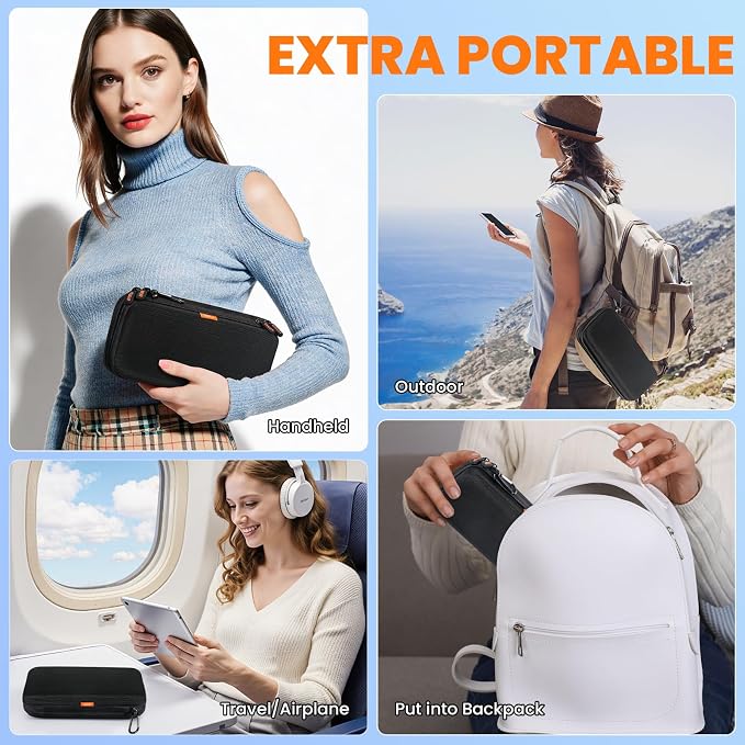 Double-Layer Hard Shell Electronics Organizer Travel Case | Shockproof Hard Shell Carrying Case,Portable Tech Accessories Zipper Bag for Cord, Cable, Charger, Phone, Power Bank & USB