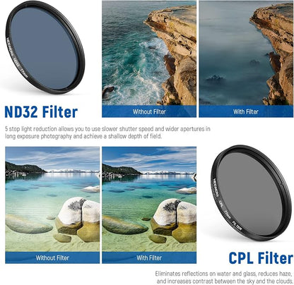 NEEWER 77mm Lens Filter Kit with Phone Lens Clip, CPL + ND32 + Star + 4 Graduated Color Filter Compatible with iPhone 17 16 16e 15 14 Pro Max Canon Nikon Sony Camera