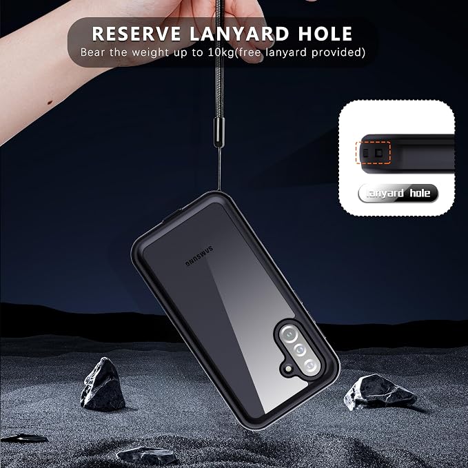 Omio for Galaxy A36 5G Waterproof Case, Full Body IP68 Underwater Clear Protective Case Built-in Screen Protector Heavy Duty Shockproof Case for Men Women, Black