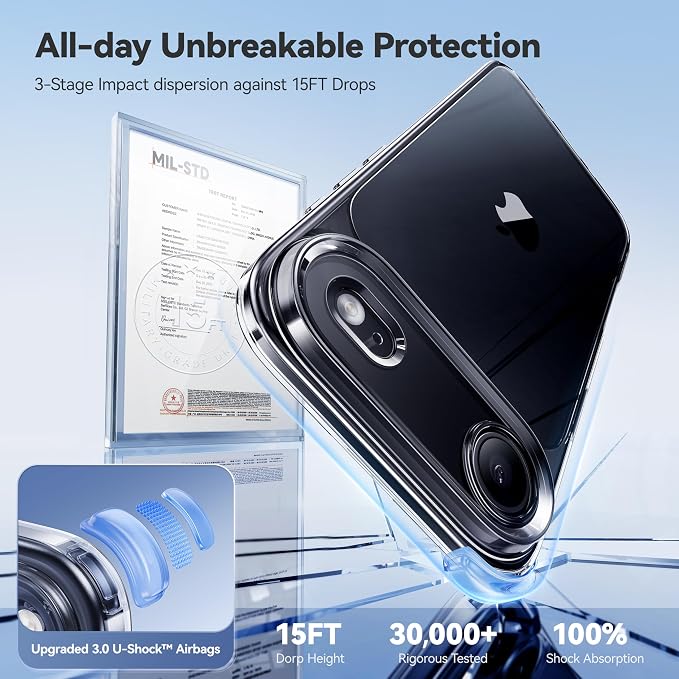 CASEKOO for iPhone 17 Air Case Crystal Clear, Patented Anti-Yellow & Virgin TPU, 15FT Military-Grade Drop Protection, Slim Transparent Women Men Funda para for iPhone 17 Air Case 6.5 inch, Clear
