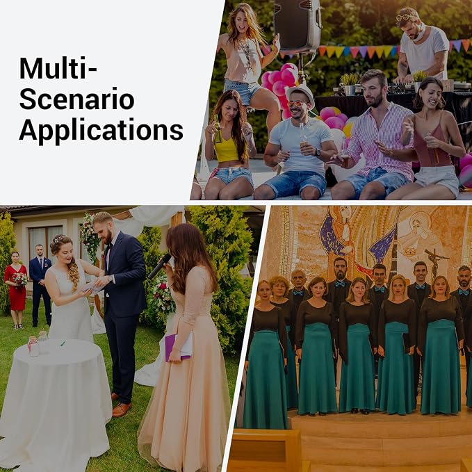 TONOR Wireless Microphones System with 4x10 Channels Cordless Handheld Microfono Inalambrico, 60 m/200FT UHF Range, Mics with Stable Signal Transmission for Karaoke Singing Party Church Wedding