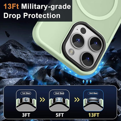 MOCCA Strong Magnetic for iPhone 15 Pro Max Case, [Compatible with Magsafe][13FT Military Drop Protection] Slim Translucent Matte Shockproof Case for iPhone 15 ProMax Case 6.7'' - Light Green
