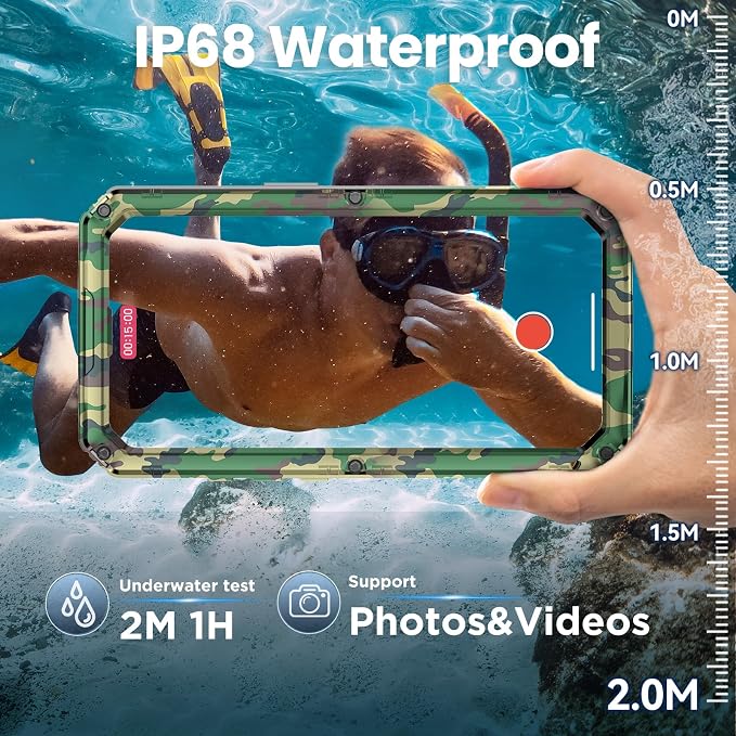 Mitywah Waterproof Case for iPhone 17, Rugged Metal Case with Built-in Screen Protector, Heavy Duty Full Body Shockproof Protective Cover 6.3 inch, Camouflage