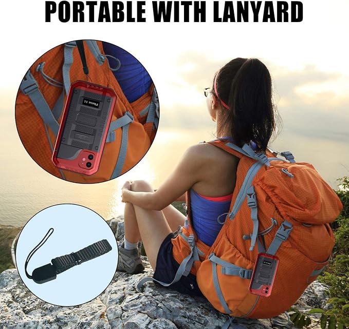 Mitywah Waterproof Case for iPhone 11, Heavy Duty Military Grade Armor Metal Case, Full Body Protective Shockproof Dustproof Strong Rugged Thick Case for iPhone 11, Red
