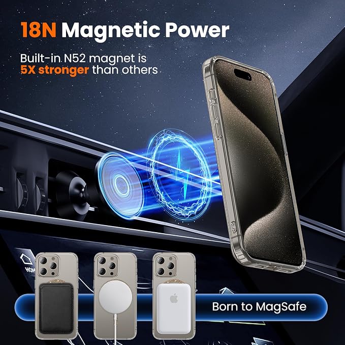 3 in 1 for iPhone 15 Pro Case Clear, Not Yellowing, Screen Protector*1 Camera Lens Protector*1, Military-Grade Protection for iPhone 15 Pro Phone Case 6.1 inch Clear Colored mag-Ring