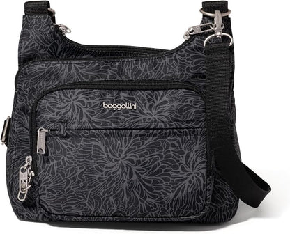 Baggallini Securtex Anti-theft Crossover Crossbody Bag 11”w X 8.5”h, Rfid, Built-in Wallet, Locking Zippers