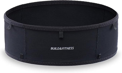Build & Fitness LiteBelt Running Belt – 4 Quick Top-Access Pockets –Flip Waist Pack, Running Phone Holder – Fits All Size Phones, Keys, Cards, Earpods, GUs – for Men and Women (Black, S)