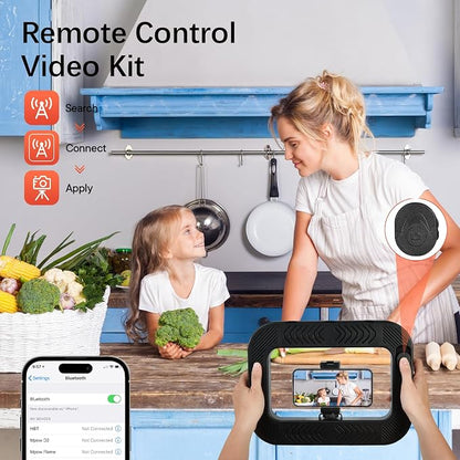 Smartphone Video Rig with Light, Handheld LED Ring Light Selfie Light Phone Video Stabilizer, Built-in Battery for Camera, Smartphone, Action Camera, YouTube, TikTok, Vlogging, Makeup