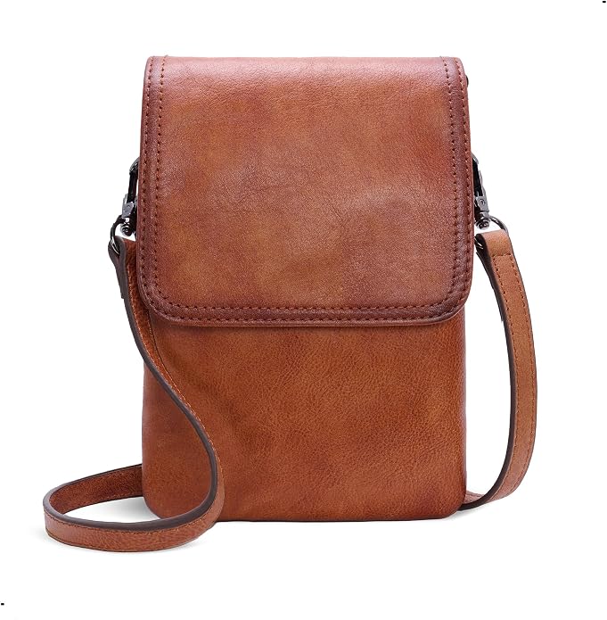 Iswee Leather Crossbody Bags for Women RFID Blocking Cell Phone Purse Small Anti-Theft Zippered with Card slots