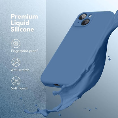 Magnetic for iPhone 14 Case, Compatible with MagSafe, [Full Camera Protection][Screen Protector] Silicone Shockproof Protective Phone Case for iPhone 14 6.1 inch, Lake Blue