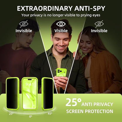 BERFY for iPhone 17 Pro Max Case, Compatible with MagSafe, Built-in Privacy Screen Protector, Camera Protection, Shockproof Full Body Phone Case 6.9", Translucent Bright Green