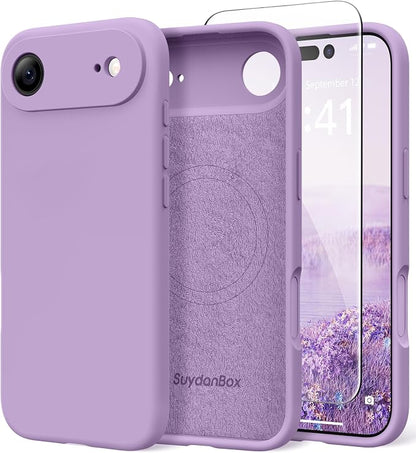 Magnetic for iPhone Air Case, Compatible with MagSafe, [Full Camera Protection][Screen Protector] Silicone Shockproof Protective Phone Case for iPhone 17 Air 6.5", Light Purple