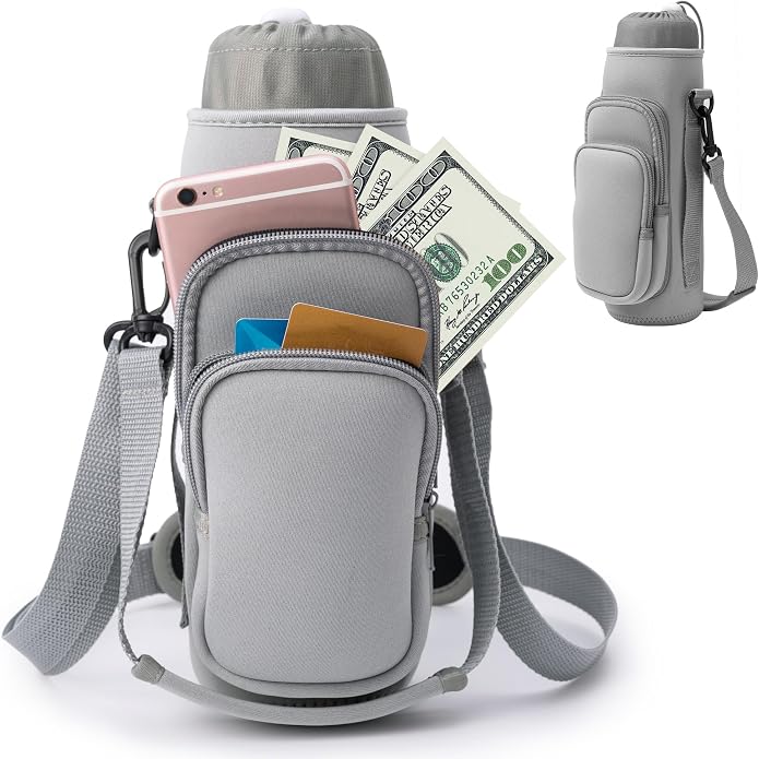 Water Bottle Carrier Bag,Water Bottle Holder with Straps Phone Pockets Fits Stanley Owala 16/24/32/40oz