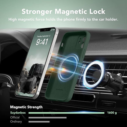 Magnetic for iPhone 12 Case, Compatible with MagSafe, [Full Camera Protection][Screen Protector] Silicone Shockproof Protective Phone Case for iPhone 12 6.1", Alpine Green