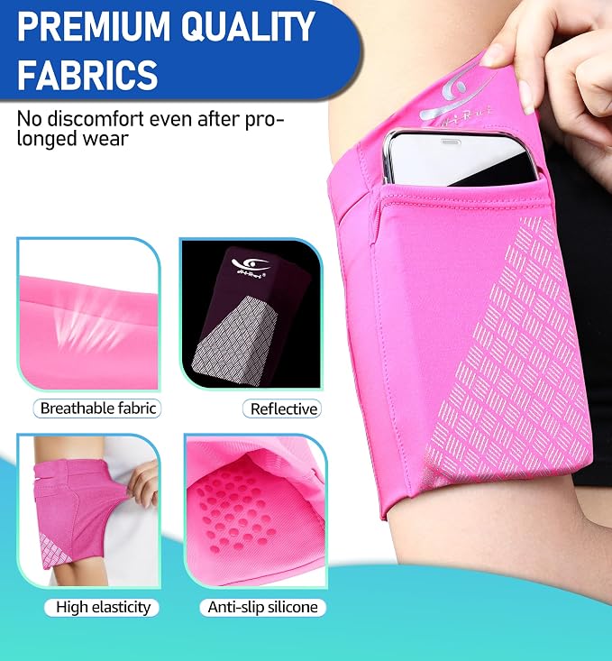 HiRui Universal Sports Armband Cell Phone Armband Sleeves Running Armband for Exercise Workout, Compatible with iPhone 17/17Plus/Pro/16/15/15Plus/14 Samsung Galaxy All Phones (Large, Pink)
