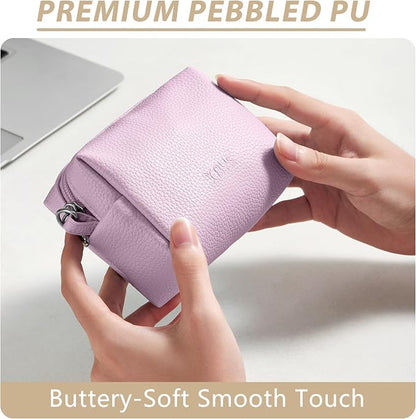 Small Tech Pouch, Waterproof Electronics Travel Case with Carabiner, Compact Cable Organizer Bags & Cases for Chargers, Power Banks, Hard Drives, Earbuds, Cords and Digital Accessories (Purple)