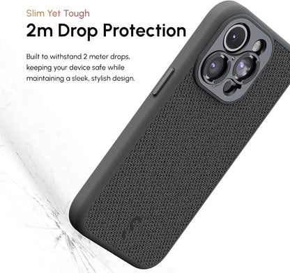 ShiftCam Fabric Camera Case Compatible with iPhone 15 | Built-in Lens Mount | Magnetic-Case | Shoot Stunning Photos Instantly (iPhone 15 Series, iPhone 15 Pro) Dark Grey