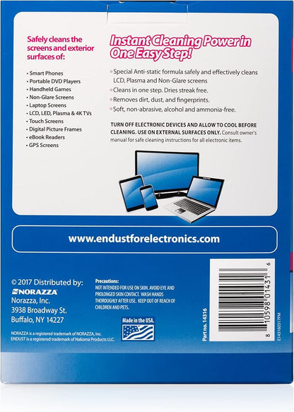 Endust for Electronics; Individually Wrapped, Portable, Anti-Static, Screen & Electronics Cleaning Wipes; 150 Count (14316)