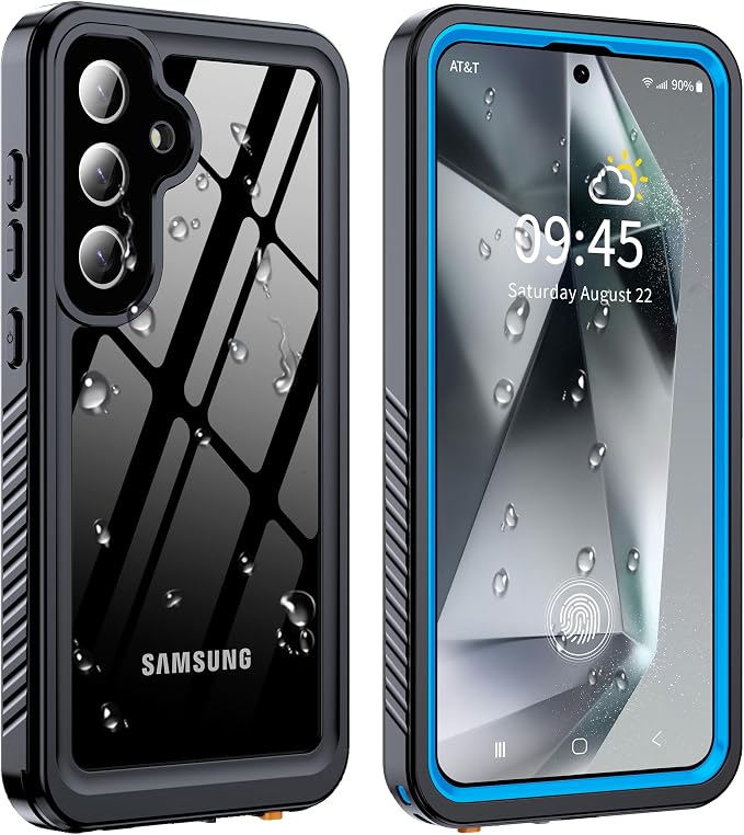 GOLDJU for Samsung Galaxy S25 Plus Case Waterproof,IP68 Waterproof Dustproof Case with Built-in Screen Protector, Full Body Protective Phone Cover for Galaxy S25 Plus 6.6 Inch, Blue/Clear