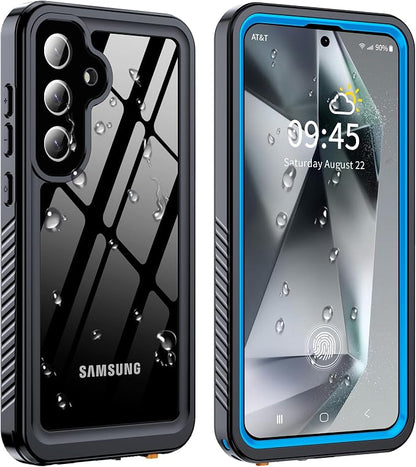 GOLDJU for Samsung Galaxy S25 Plus Case Waterproof,IP68 Waterproof Dustproof Case with Built-in Screen Protector, Full Body Protective Phone Cover for Galaxy S25 Plus 6.6 Inch, Blue/Clear