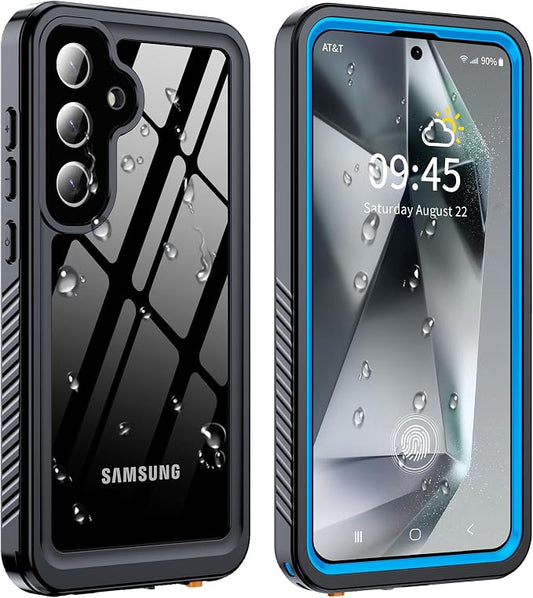 GOLDJU for Samsung Galaxy S25 Plus Case Waterproof,IP68 Waterproof Dustproof Case with Built-in Screen Protector, Full Body Protective Phone Cover for Galaxy S25 Plus 6.6 Inch, Blue/Clear