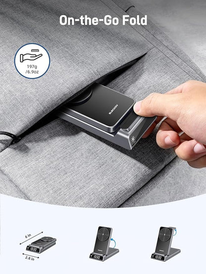 Wireless Charger for Samsung, Magnetic Charging Station for Galaxy S26 Ultra S25 S24, Z Fold/Flip & Buds4 Pro - 3 in 1 Android Phone Watch Charger - Nightstand Bedside Stand for Travel