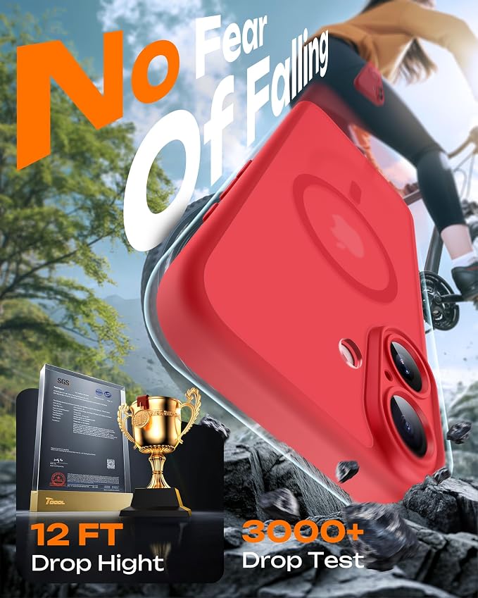 TOCOL for Phone 17 Case, Compatible with Magsafe Charger, Full Camera Protection, Drop Protection, Translucent Matte Phone Case for Phone 17 6.3 inch (Red)