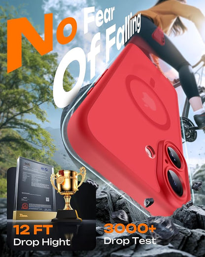 TOCOL for Phone 17 Case, Compatible with Magsafe Charger, Full Camera Protection, Drop Protection, Translucent Matte Phone Case for Phone 17 6.3 inch (Red)