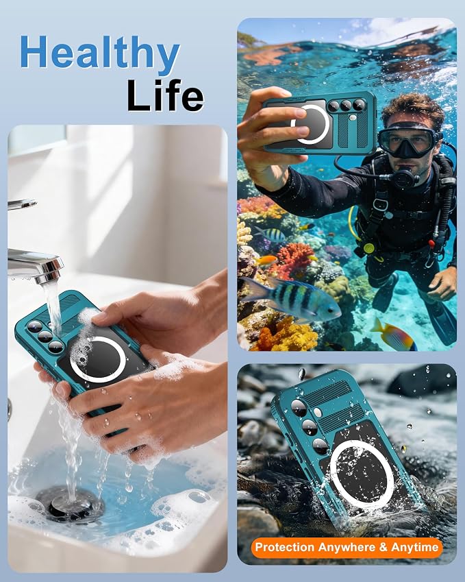for Samsung Galaxy S26+ Plus Waterproof Case, [Fit for Magsafe] [IP68 Water Proof] [Built-in Screen Protector], Magnetic Heavy Duty Military Grade Rugged Phone Case for S 26+ Plus 6.7", Teal