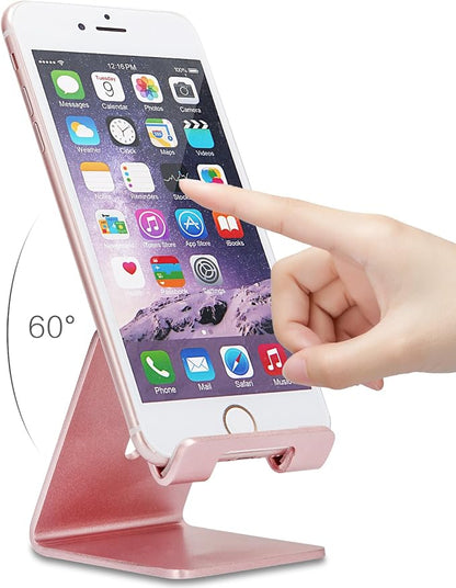 Cell Phone Stand, ZTON Aluminum Metal Tablet Stand, Mobile Phone Holder for iPhone iPad Samsung for Desk Table Bedroom Kitchen (Rose Gold)
