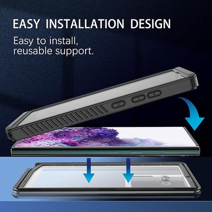 for Samsung Galaxy S23 Ultra Case, IP68 Waterproof Dustproof Case, [Built-in Screen Protector] Full Body Heavy Duty Rugged Phone Cover for Galaxy S23 Ultra 6.8 Inch Black