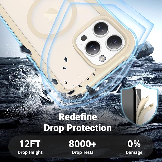 jaroco Magnetic for iPhone 13 Pro Case, [Compatible with MagSafe][Military Grade Drop Protection][Heavy Duty Protection][Non-Slip][Shockproof] 2-Layer Durable Bumper Phone Case 6.1''-Antique White