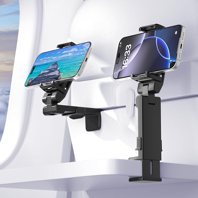 Perilogics Gen 2 Airplane Phone Holder Mount, Silent Hands-Free Travel Phone Stand