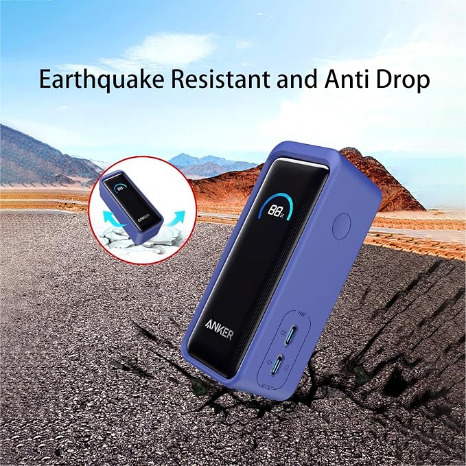 Silicone Case for Anker Prime Power Bank 9600mAH 65W Protective Cover Charging Easily Anti Scratch Shock Resistant Light-Weight Portable Sleeve (Blue)