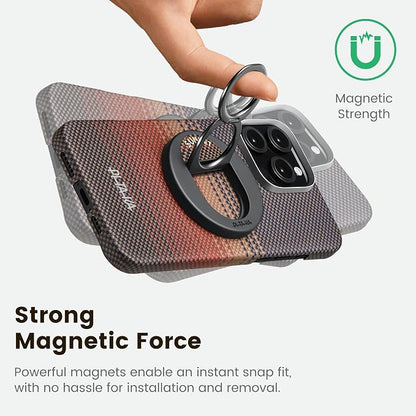 PITAKA MagSafe Phone Grip, 360 Degree Rotation Magnetic Phone Grip Compatible with iPhone 17/16/15/14/13/12 [MagEZ Grip 3,Sunset]