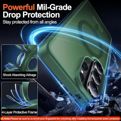 MOZOTER for Samsung Galaxy S26 Ultra Case with Magnetic,[Compatible with MagSafe][12Ft Military Dropproof][2*Screen Protector] Translucent Anti-Slip Back Slim Shockproof Case for S26 Ultra-Green | [12Ft Military Dropproof][2*Screen Protector]Translucen...