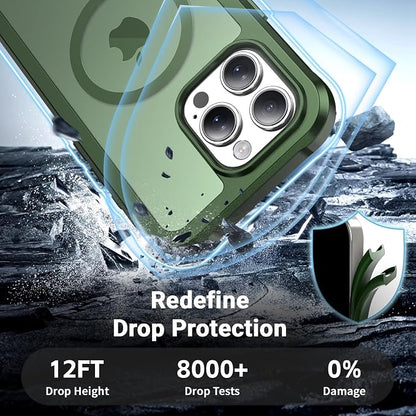jaroco Magnetic for iPhone 16 Pro Case, [Compatible with MagSafe][Military Grade Drop Protection][Heavy Duty Protection][Non-Slip][Shockproof] 2-Layer Durable Bumper Phone Case 6.3''-Army Green