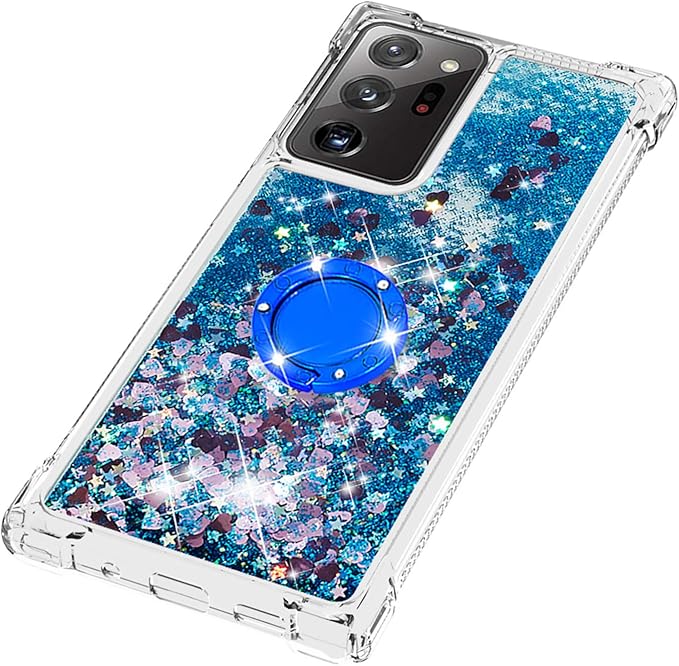 Liquid Case Silicone for Galaxy Note 20 Ultra with Ring Holder, Silicone Liquid Bumper Case Transparent Protective Cover Yellowing-Resistant Scratch Case Compatible with Samsung Galaxy Note 20 Ultra